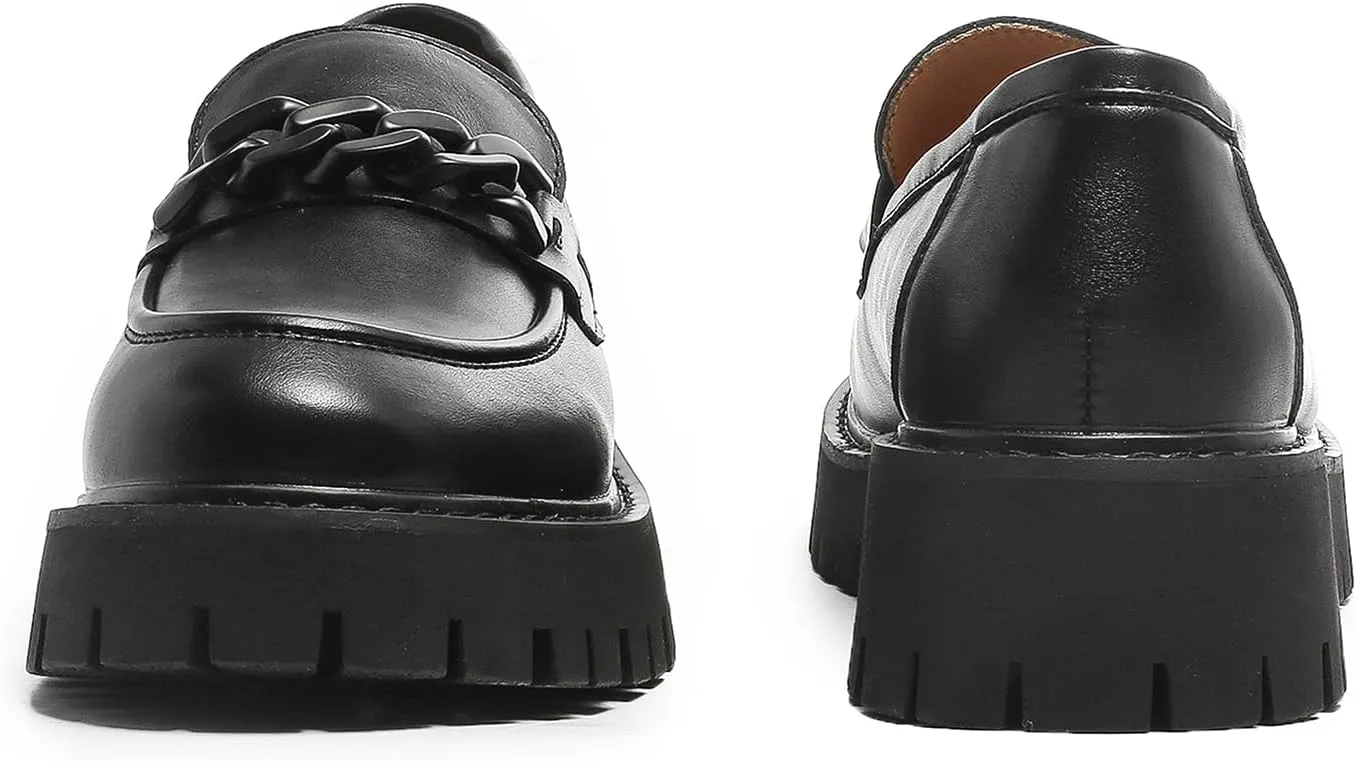 Chunky Loafers Women Platform Loafers for Women Chunky Heel Lug Sole Loafers for Women Slip ons Round Toe