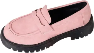 Chunky Loafers Women Wide Slip On Shoes Comfortable Platform Loafers Leather Lug Sole Loafers Casual Penny Loafers