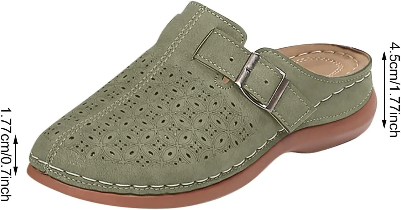 Clogs and Mules Shoes for Women Closed Toe Sandals Wide Width Comfortable Arch Support Backless Low Wedge Slip on Shoes Comfortable Womens Mule