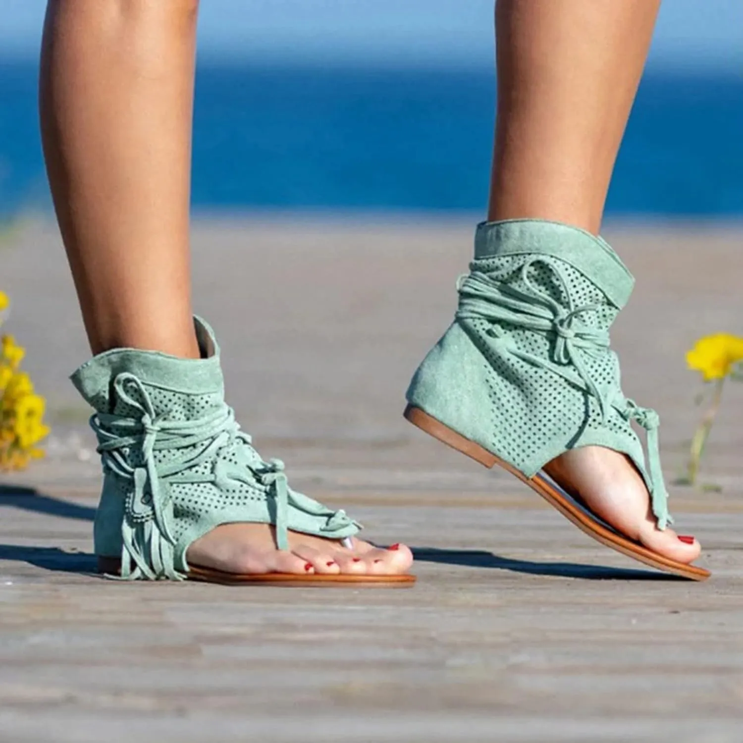 Comfortable Slip on Slide Sandals for Women Comfort Elastic Strap Flat Sandal Comfortable Walking Flat Sandals