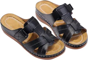 Comfortable Wedge Sandals for Women Open Toe Rubber Sole Slip On Summer Shoes Dressy Platform Walking Shoes
