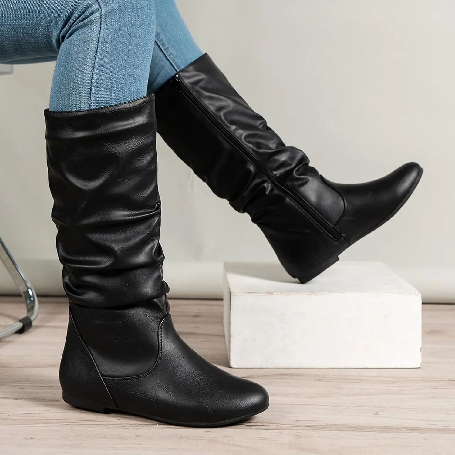 Cowboy Boots for Women 2024 Vintage Renaissance Mid Calf Boots Low Heel Lace Up Cowgirl Booties with Zipper