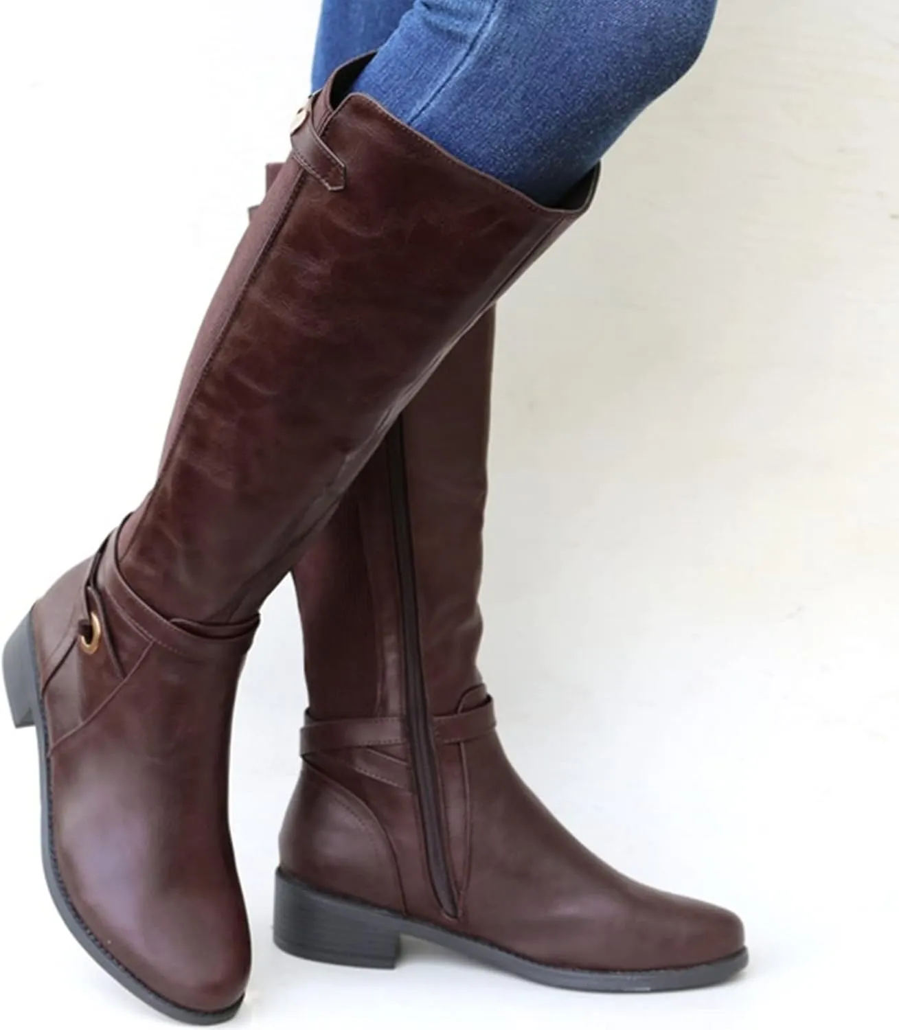 Cowboy Boots for Women 2024 Vintage Renaissance Mid Calf Boots Low Heel Lace Up Cowgirl Booties with Zipper