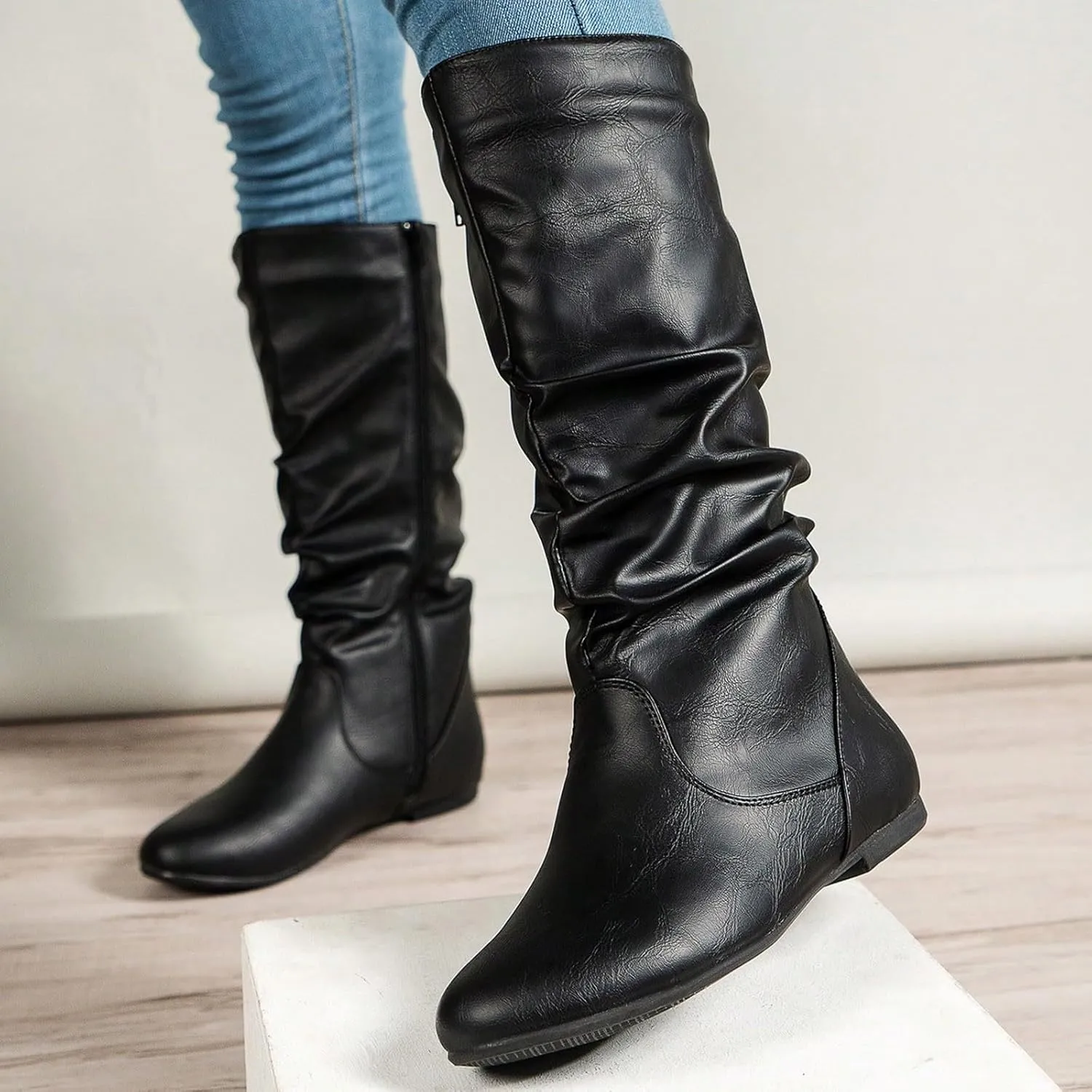 Cowboy Boots for Women 2024 Vintage Renaissance Mid Calf Boots Low Heel Lace Up Cowgirl Booties with Zipper