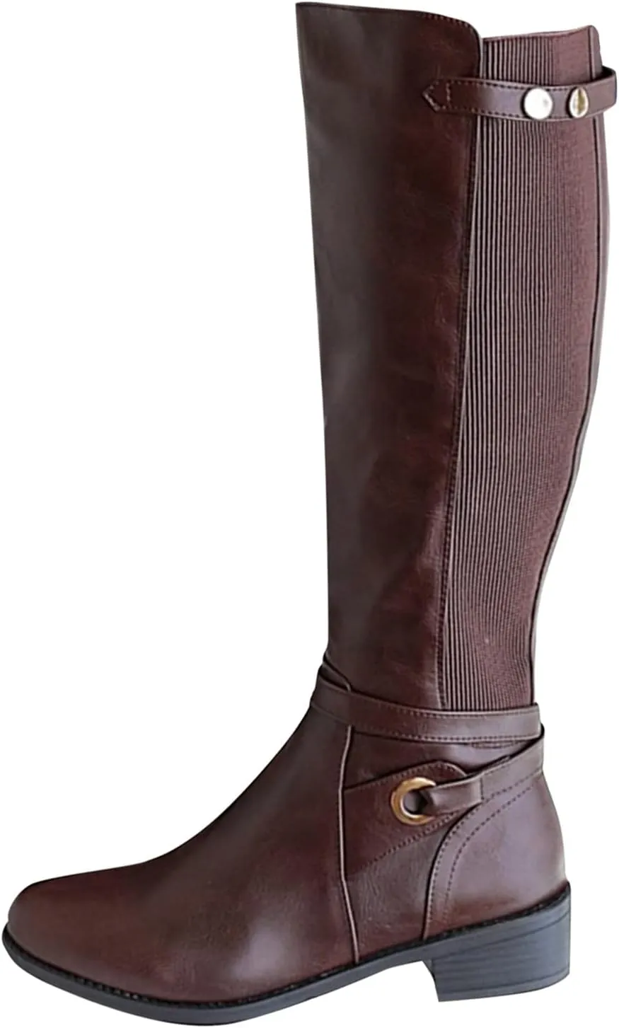 Cowboy Boots for Women 2024 Vintage Renaissance Mid Calf Boots Low Heel Lace Up Cowgirl Booties with Zipper