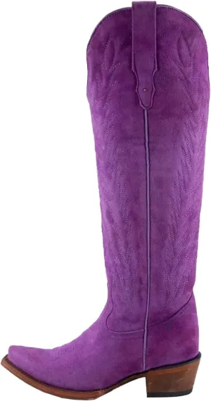 Cowboy Boots for Women Knee High Cowgirl Boots with Classic Embroidered Side Zipper Pointed Toe Chunky Heel Pull On Fashion Retro Tall Boot