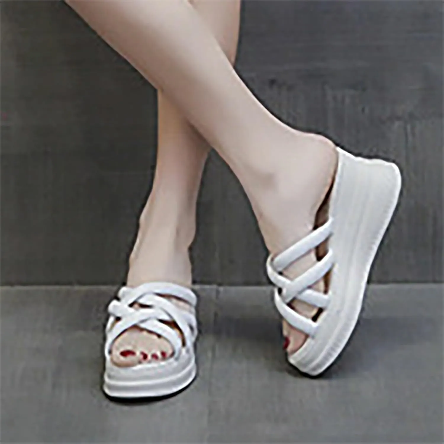 Dress Sandals for Women 2025 Soft Foam Platform Cross Stappy Open Toe Wedge Sandals Fashion Solid Color Summer Slippers