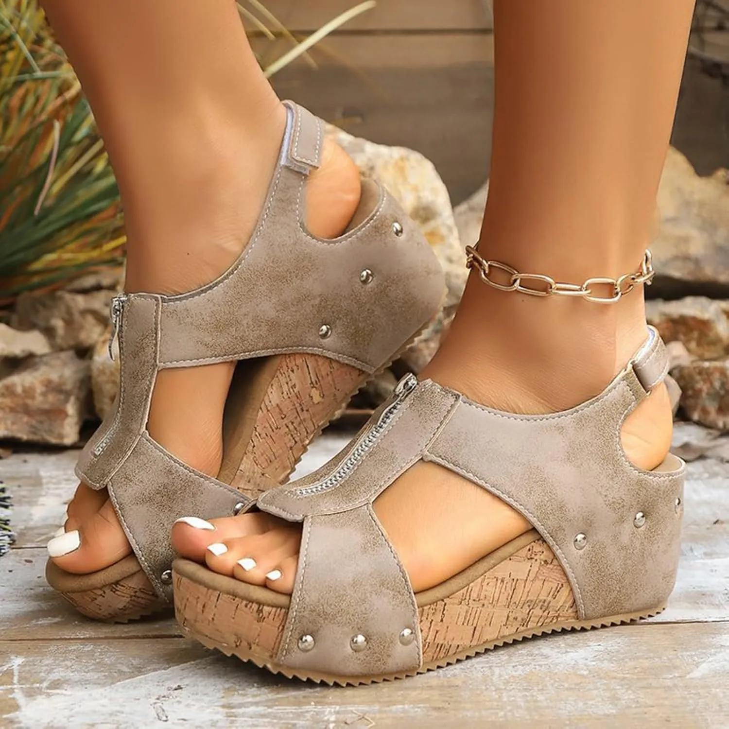 Dress Wedge Sandals for Women Ankle Strap Open Toe Low Heel Espadrilles Wedges Beach Dressy Casual Summer Shoes