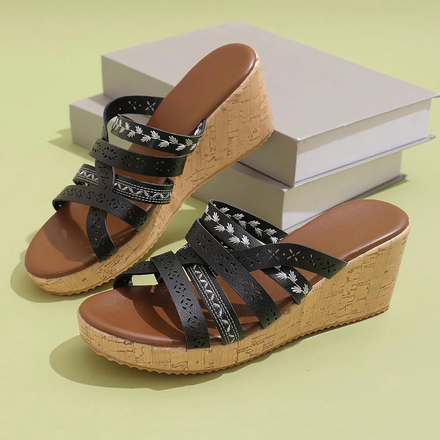Fashion Sandals for Women 2025 Slip On Open Toe Non Slip Summer Wedge Shoes Casual Comfort Walking Espadrilles Wedge