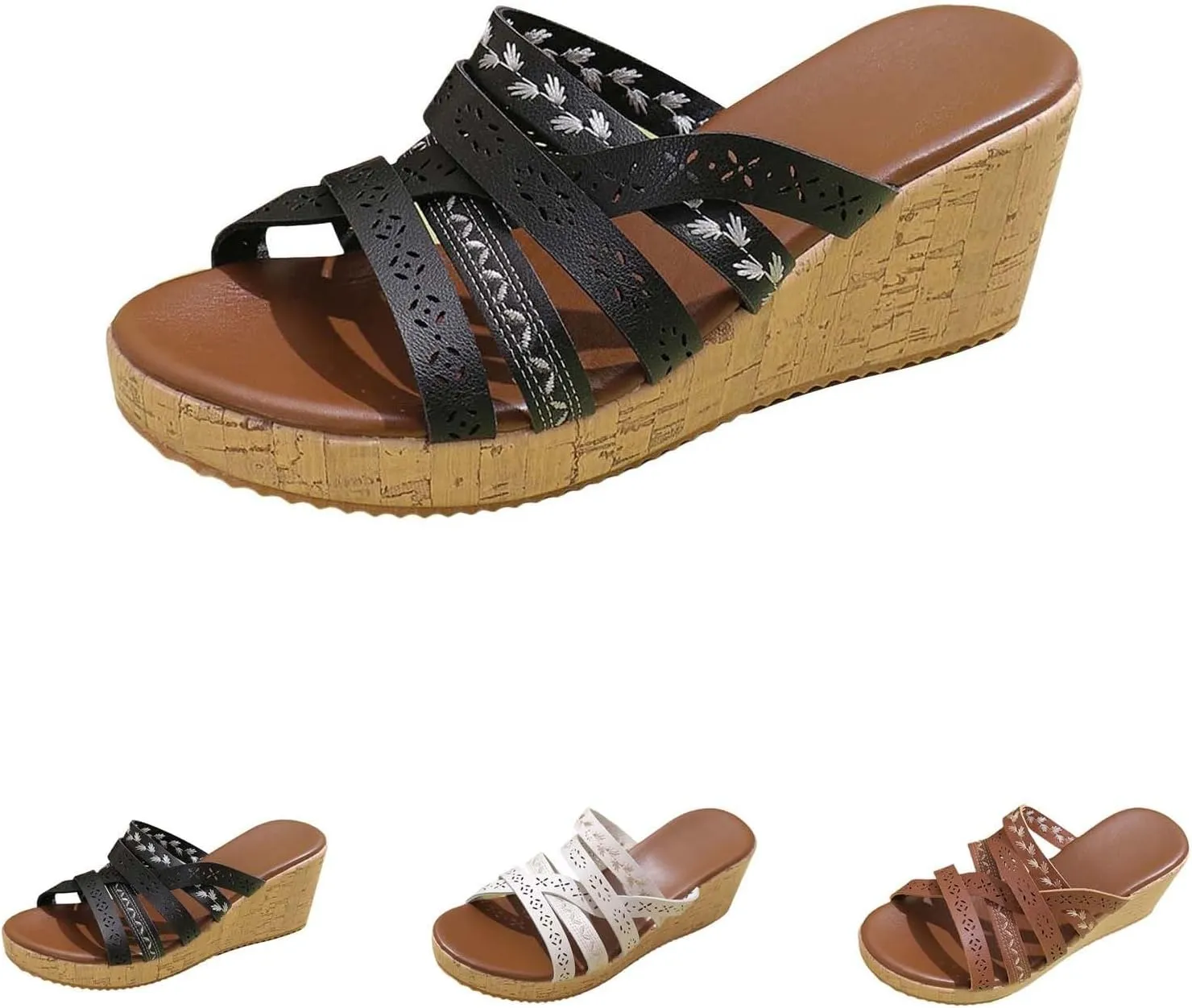 Fashion Sandals for Women 2025 Slip On Open Toe Non Slip Summer Wedge Shoes Casual Comfort Walking Espadrilles Wedge