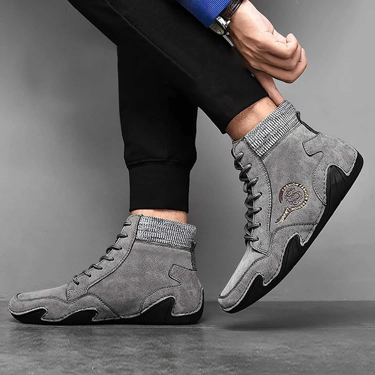 Fit Sneaker Men's Casual Shoes Korean Version High Top Shoes Round Toe Breathable Daily Mens Sneaker Slippers Size 12