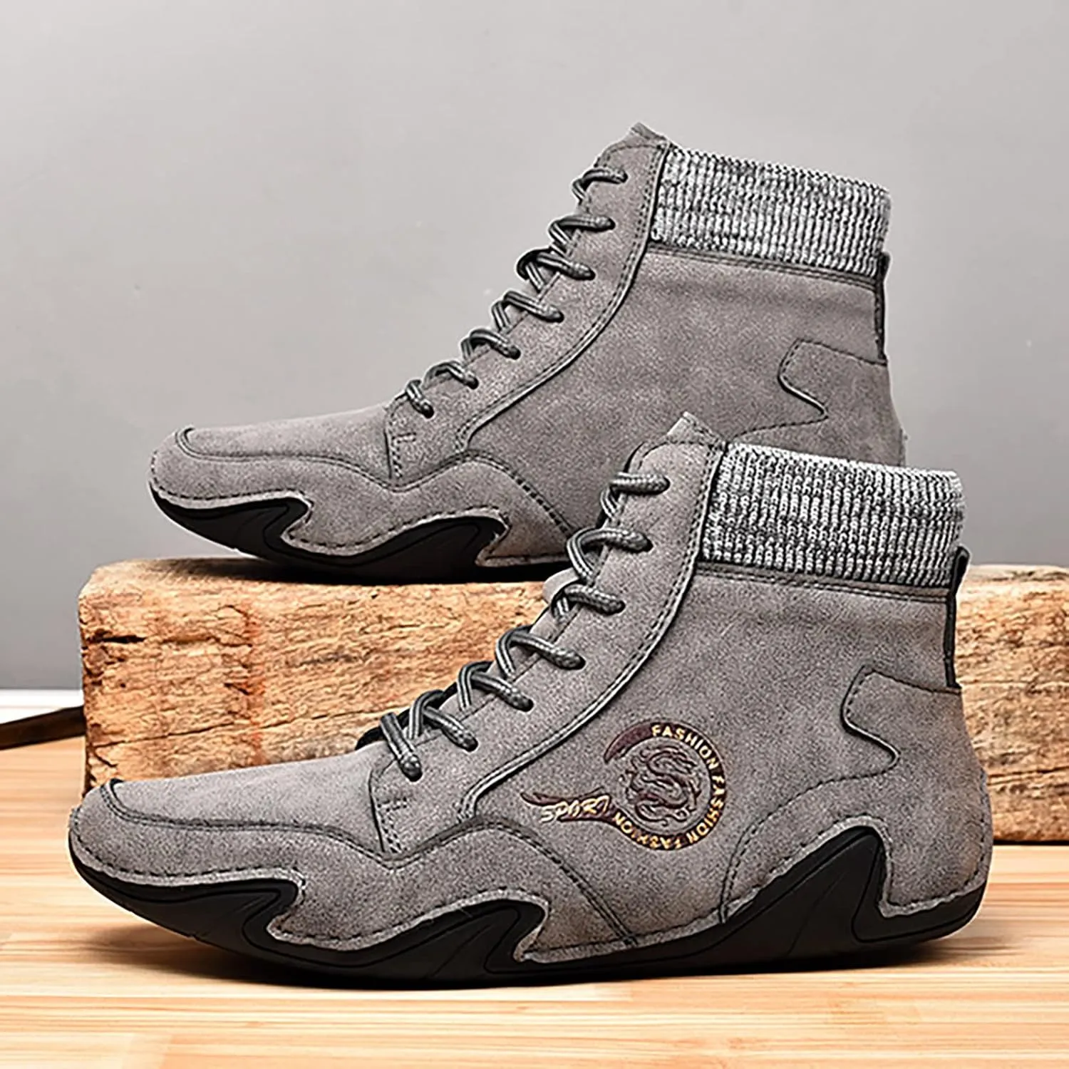 Fit Sneaker Men's Casual Shoes Korean Version High Top Shoes Round Toe Breathable Daily Mens Sneaker Slippers Size 12