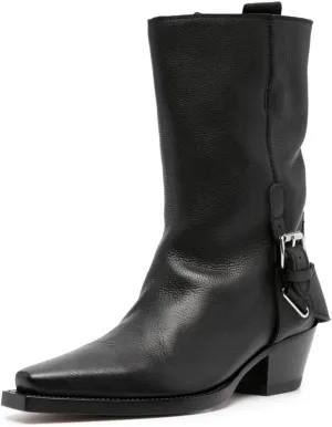 FOWT Women Mid Calf Boots Stacked Chunky Mid Heel Closed Toe Stretch Pull On Fashion Western Dressy Booties Size 4-16 US