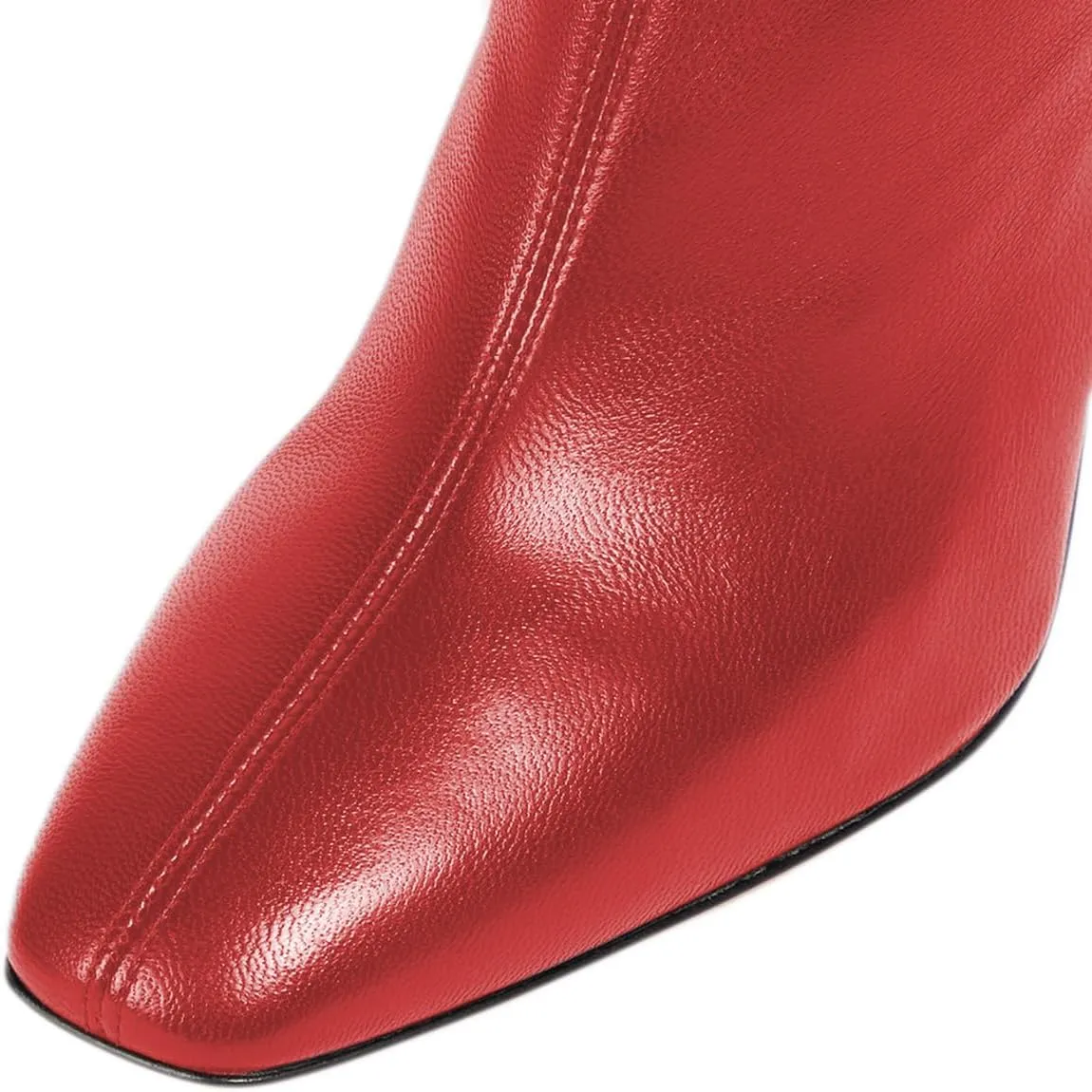 FOWT Women Square Toe Stretchy Mid Calf Boots Flared High Heel Short Booties Back Zipper Formal Dress Parties Street Shoes Size 4-16 US