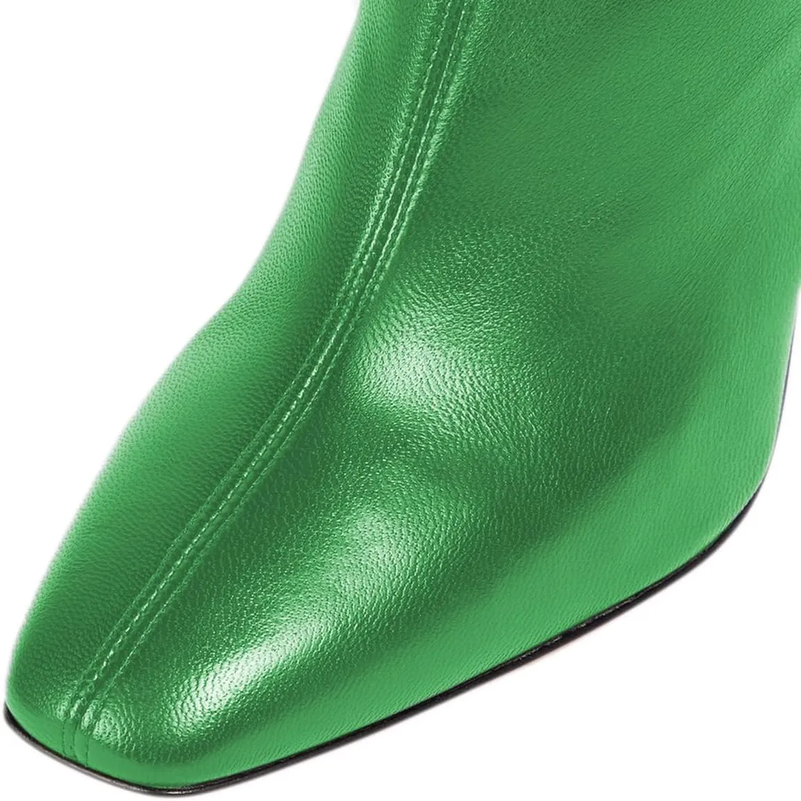 FOWT Women Square Toe Stretchy Mid Calf Boots Flared High Heel Short Booties Back Zipper Formal Dress Parties Street Shoes Size 4-16 US