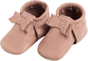 Freshly Picked First Pair Bow Moccasins for Infant Girls - Leather Baby Moccasins - Soft Sole, Barefoot Shoes
