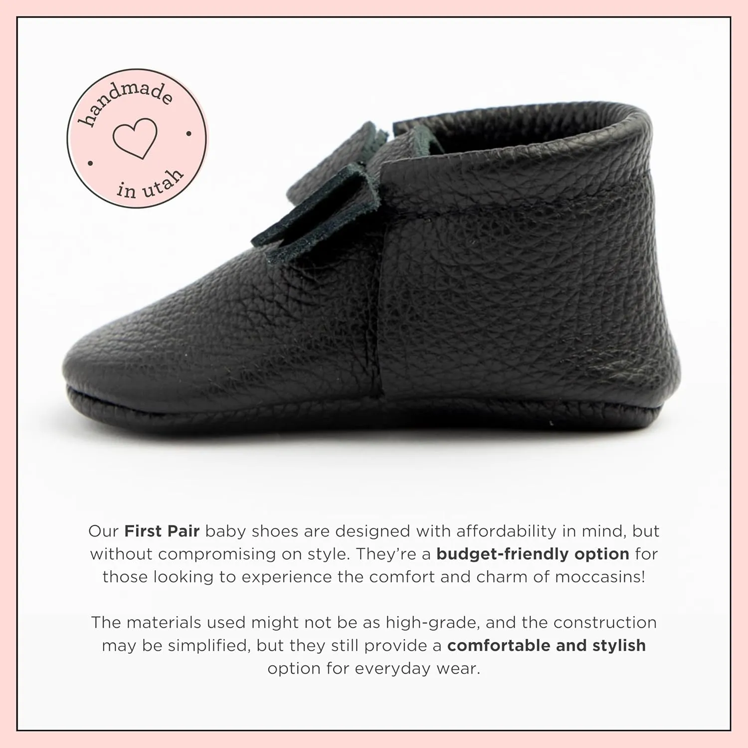 Freshly Picked First Pair Bow Moccasins for Infant Girls - Leather Baby Moccasins - Soft Sole, Barefoot Shoes