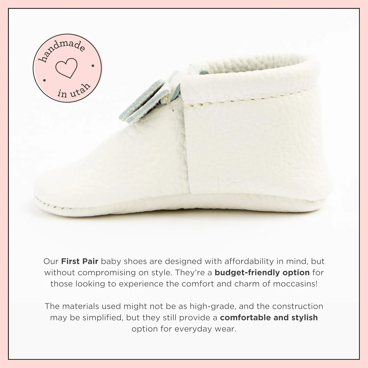 Freshly Picked First Pair Bow Moccasins for Infant Girls - Leather Baby Moccasins - Soft Sole, Barefoot Shoes