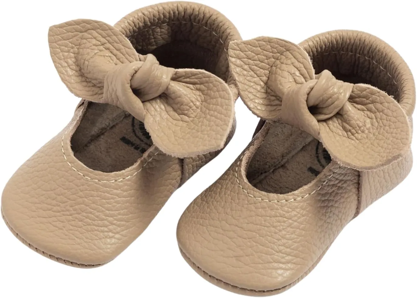 Freshly Picked First Pair Knotted Bow Baby Girl Leather Moccasins - Soft Sole Baby Shoes, Infant Shoes