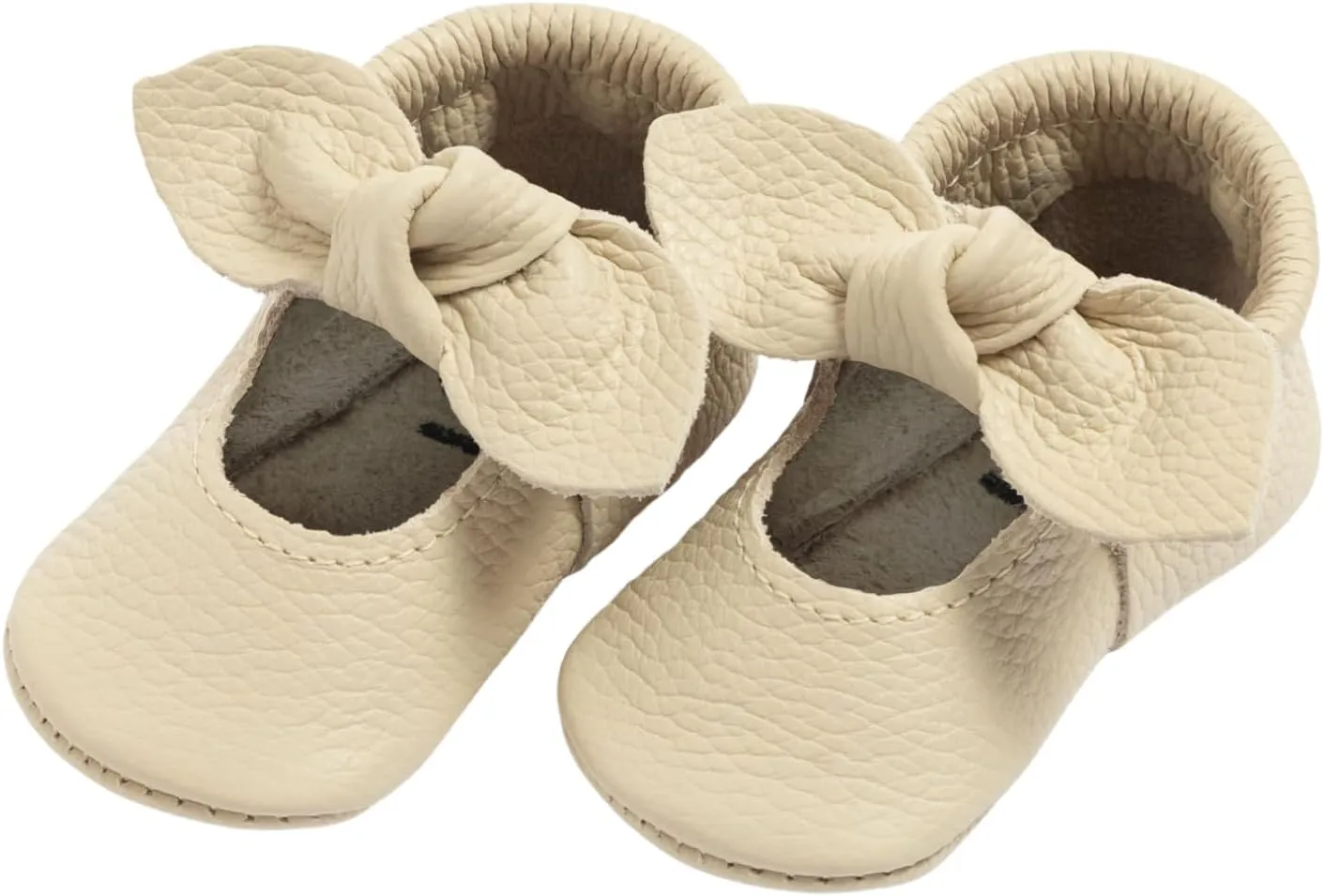 Freshly Picked First Pair Knotted Bow Baby Girl Leather Moccasins - Soft Sole Baby Shoes, Infant Shoes