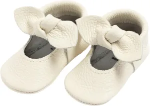 Freshly Picked First Pair Knotted Bow Baby Girl Leather Moccasins - Soft Sole Baby Shoes, Infant Shoes
