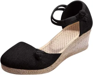 Gibobby Espadrille Wedge,Womens Wedges Sandals Espadrilles Platform Closed Toe Ankle Strap Slingback Summer Casual Sandals