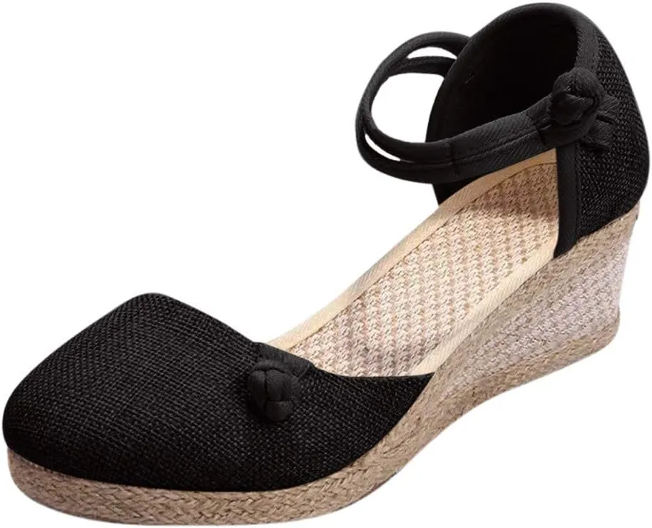 Gibobby Espadrille Wedge,Womens Wedges Sandals Espadrilles Platform Closed Toe Ankle Strap Slingback Summer Casual Sandals