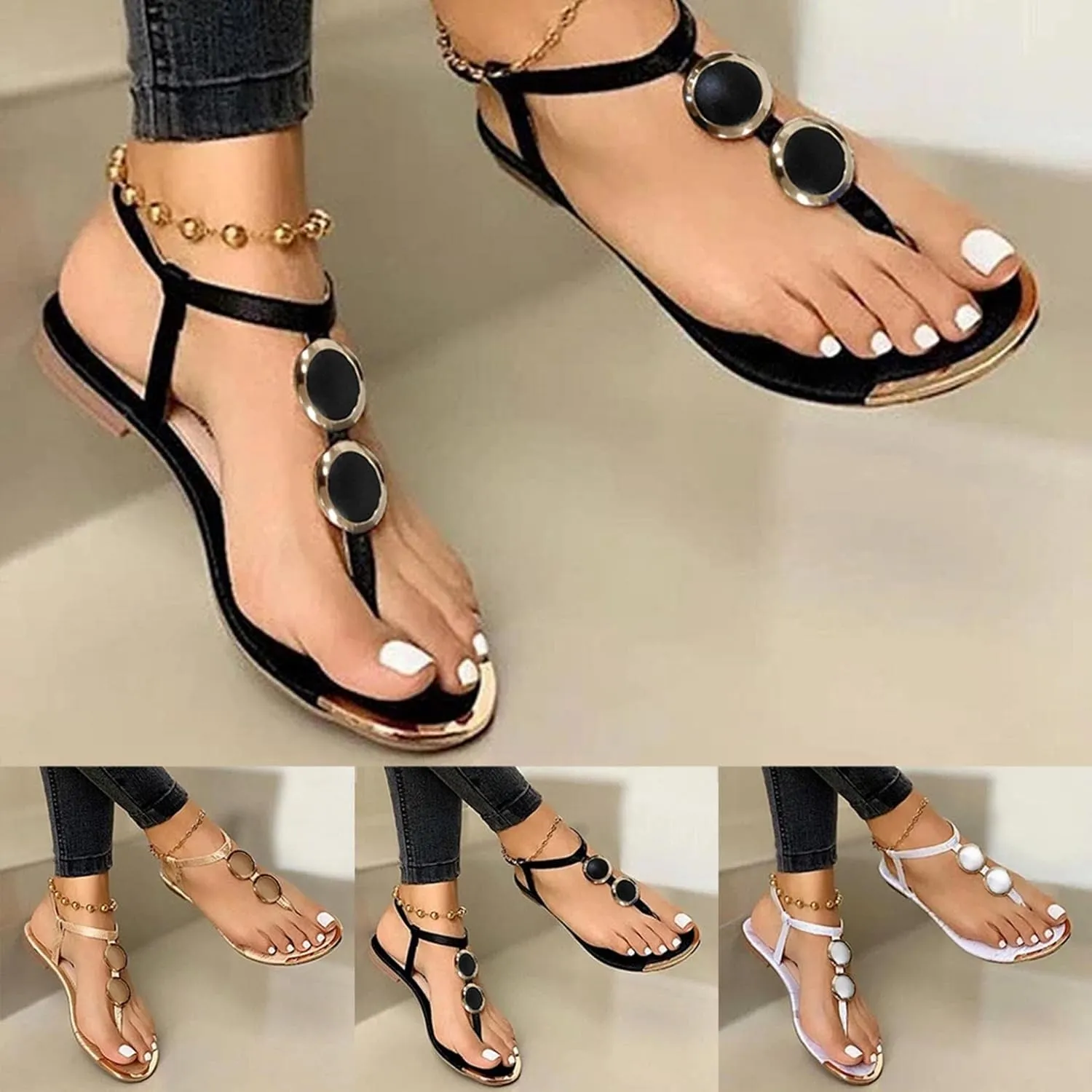 Gibobby Sandals for Women Casual Summer Womens Sandals Flat Dressy Comfy Open Toe Sandals Ankle Strap Beach Sandals