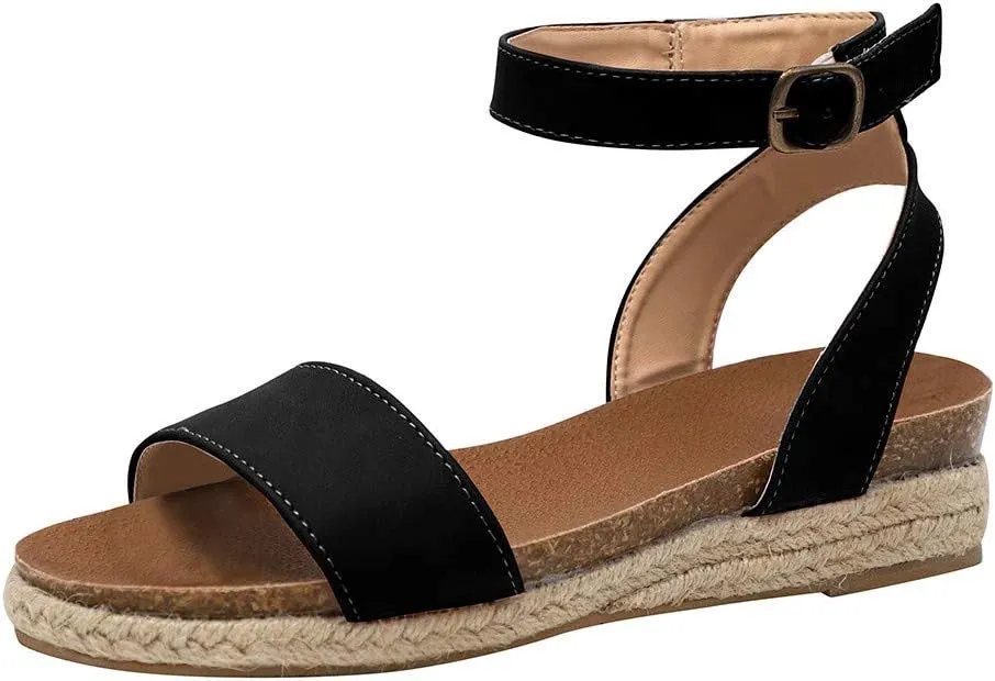 Gibobby Womens Sandals Flat Sandals for Women Size 9 Ladies Summer Waterproof Platform Woven Thick-Bottom Shoe Roman Shoes
