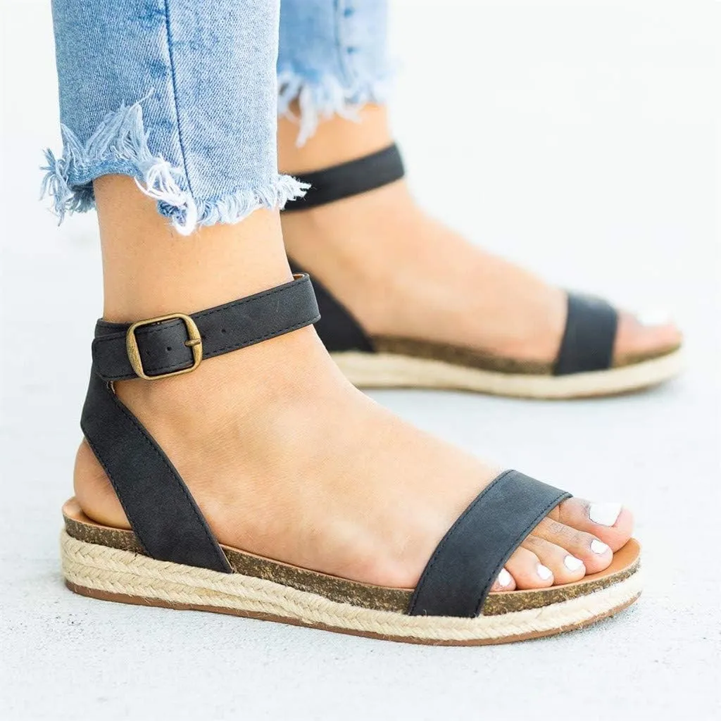 Gibobby Womens Sandals Flat Sandals for Women Size 9 Ladies Summer Waterproof Platform Woven Thick-Bottom Shoe Roman Shoes