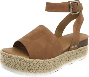 Gibobby Womens Sandals Sandals for Women with Heels Lady Summer Flat Waterproof Platform Woven Thick-Bottom Sandal