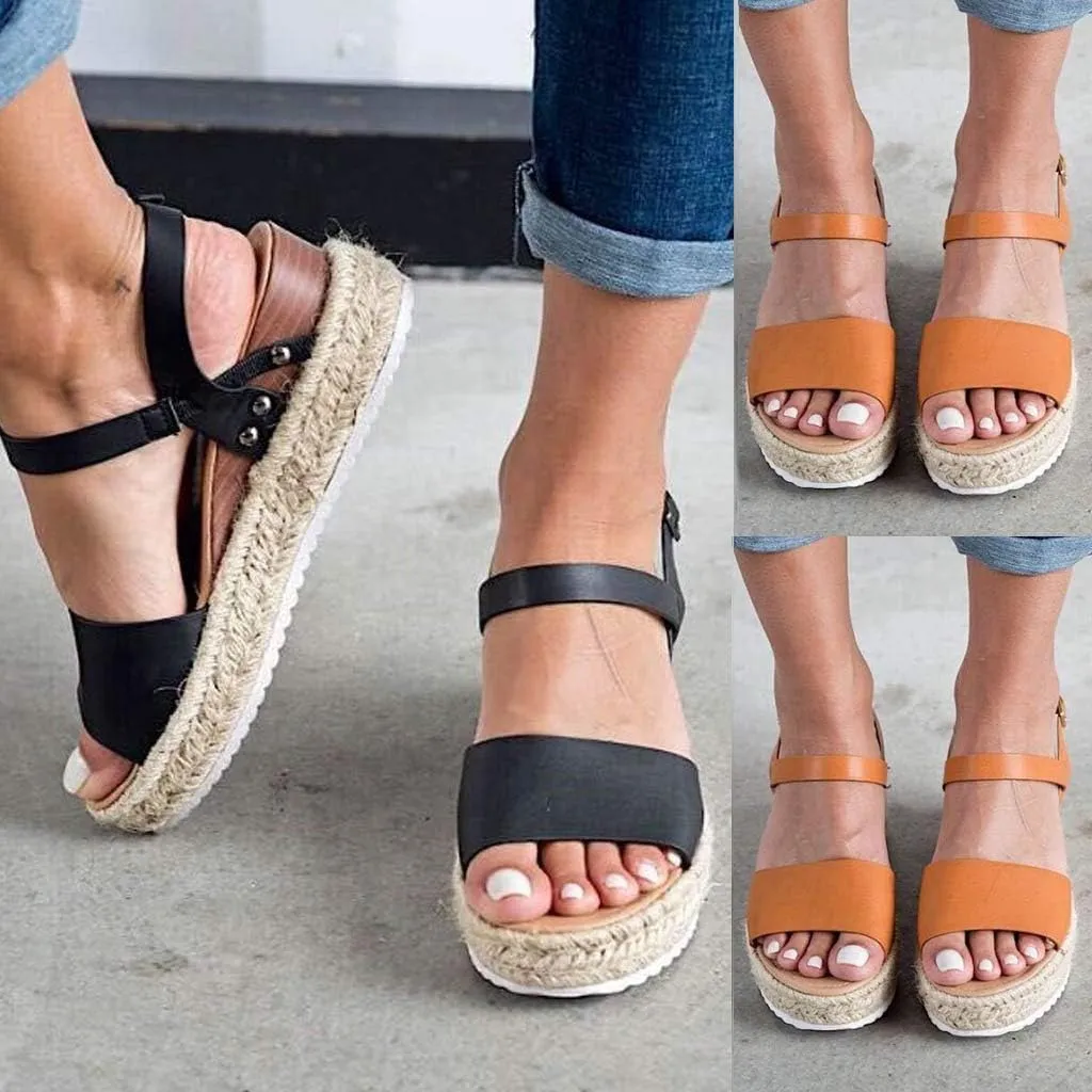 Gibobby Womens Sandals Sandals for Women with Heels Lady Summer Flat Waterproof Platform Woven Thick-Bottom Sandal