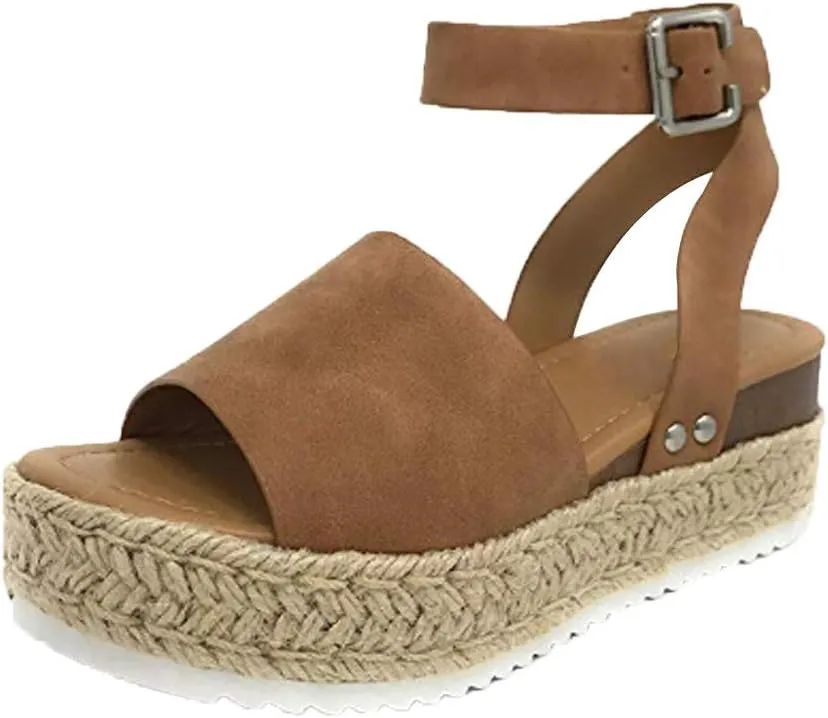 Gibobby Womens Sandals Sandals for Women with Heels Lady Summer Flat Waterproof Platform Woven Thick-Bottom Sandal