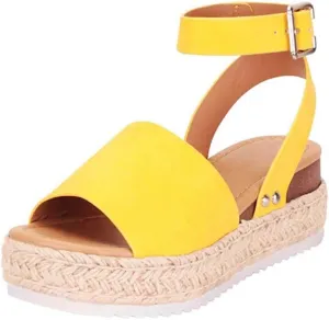 Gibobby Womens Sandals Sandals for Women with Heels Lady Summer Flat Waterproof Platform Woven Thick-Bottom Sandal