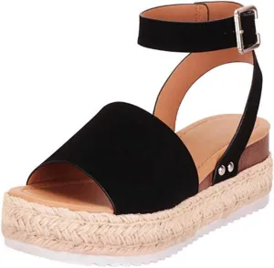 Gibobby Womens Sandals Sandals for Women with Heels Lady Summer Flat Waterproof Platform Woven Thick-Bottom Sandal