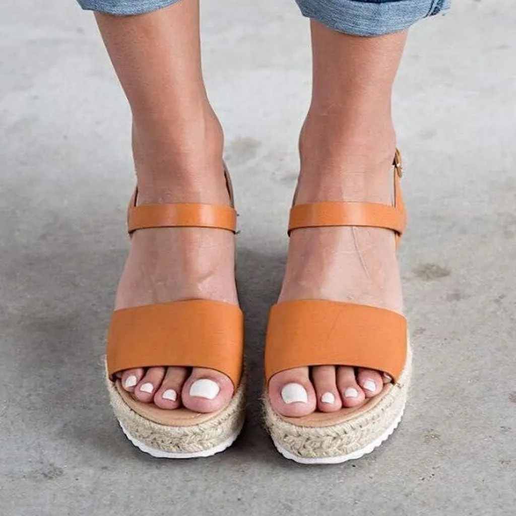 Gibobby Womens Sandals Sandals for Women with Heels Lady Summer Flat Waterproof Platform Woven Thick-Bottom Sandal