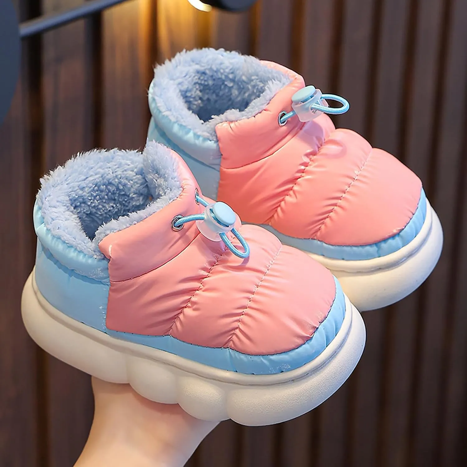 Girls Boys Snow Boots Slip Resistant Outdoor Warm Ankle Winter Shoes Toddler/Little Kid Cloud Bottom Non Slip Shoes