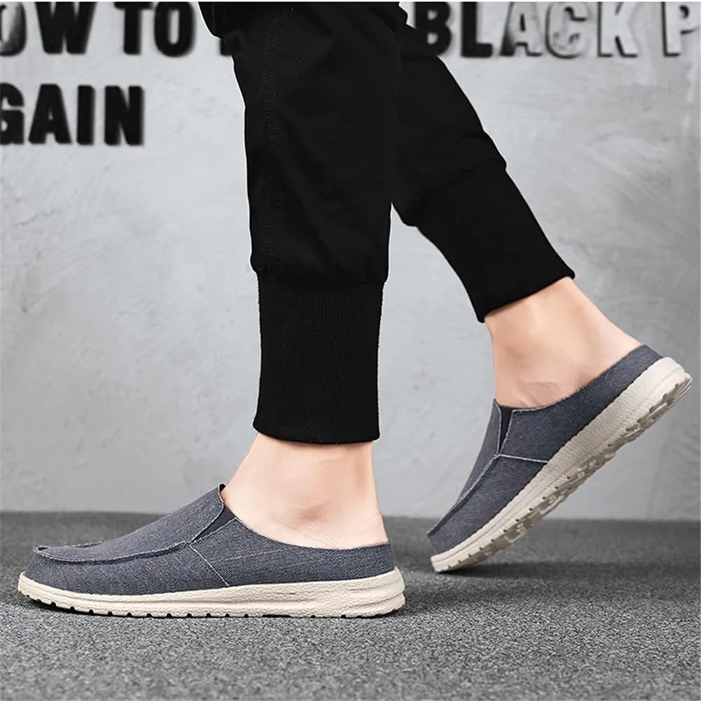 GOSPT Men's Canvas House Slippers Slip on Clog Backless Loafers Comfort Shoes