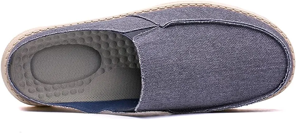 GOSPT Men's Canvas House Slippers Slip on Clog Backless Loafers Comfort Shoes