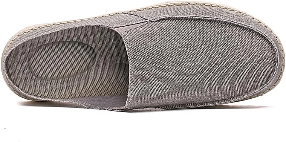 GOSPT Men's Canvas House Slippers Slip on Clog Backless Loafers Comfort Shoes