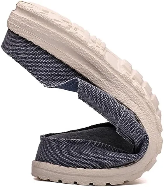 GOSPT Men's Canvas House Slippers Slip on Clog Backless Loafers Comfort Shoes