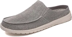 GOSPT Men's Canvas House Slippers Slip on Clog Backless Loafers Comfort Shoes