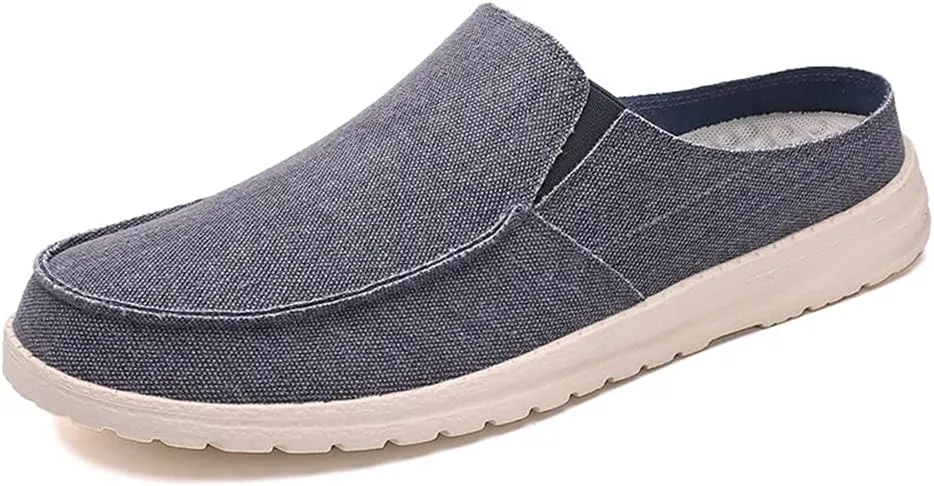 GOSPT Men's Canvas House Slippers Slip on Clog Backless Loafers Comfort Shoes