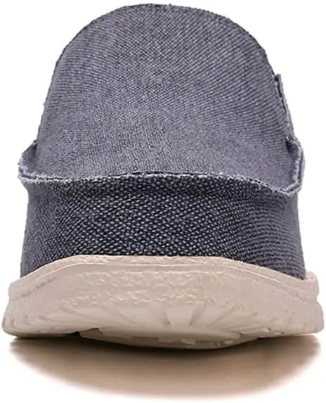 GOSPT Men's Canvas House Slippers Slip on Clog Backless Loafers Comfort Shoes