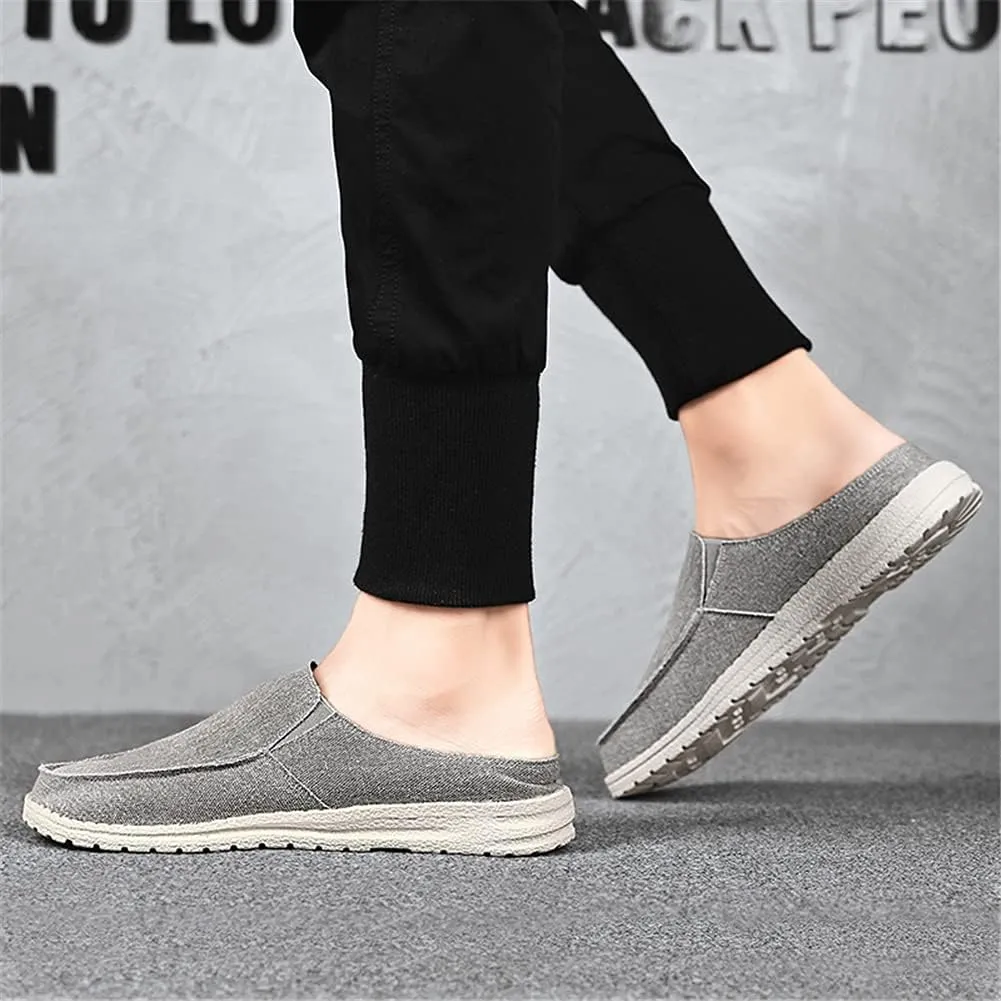GOSPT Men's Canvas House Slippers Slip on Clog Backless Loafers Comfort Shoes