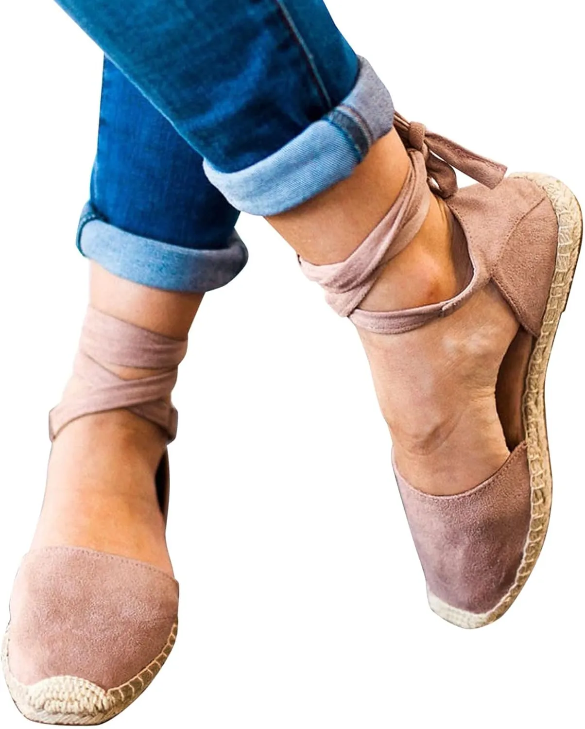 Ladies Flat Sandals Linen Vintage Cover Heel Falt Espadrille Straw Solid Closed toe Covered toe Beach Sandals