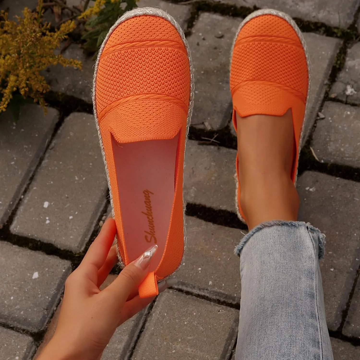 Ladies Slip on Loafer Shoes Womens Flats Dress Shoes Casual Comfortable Mesh Breathable Slip on Shoes Walking Sneakers