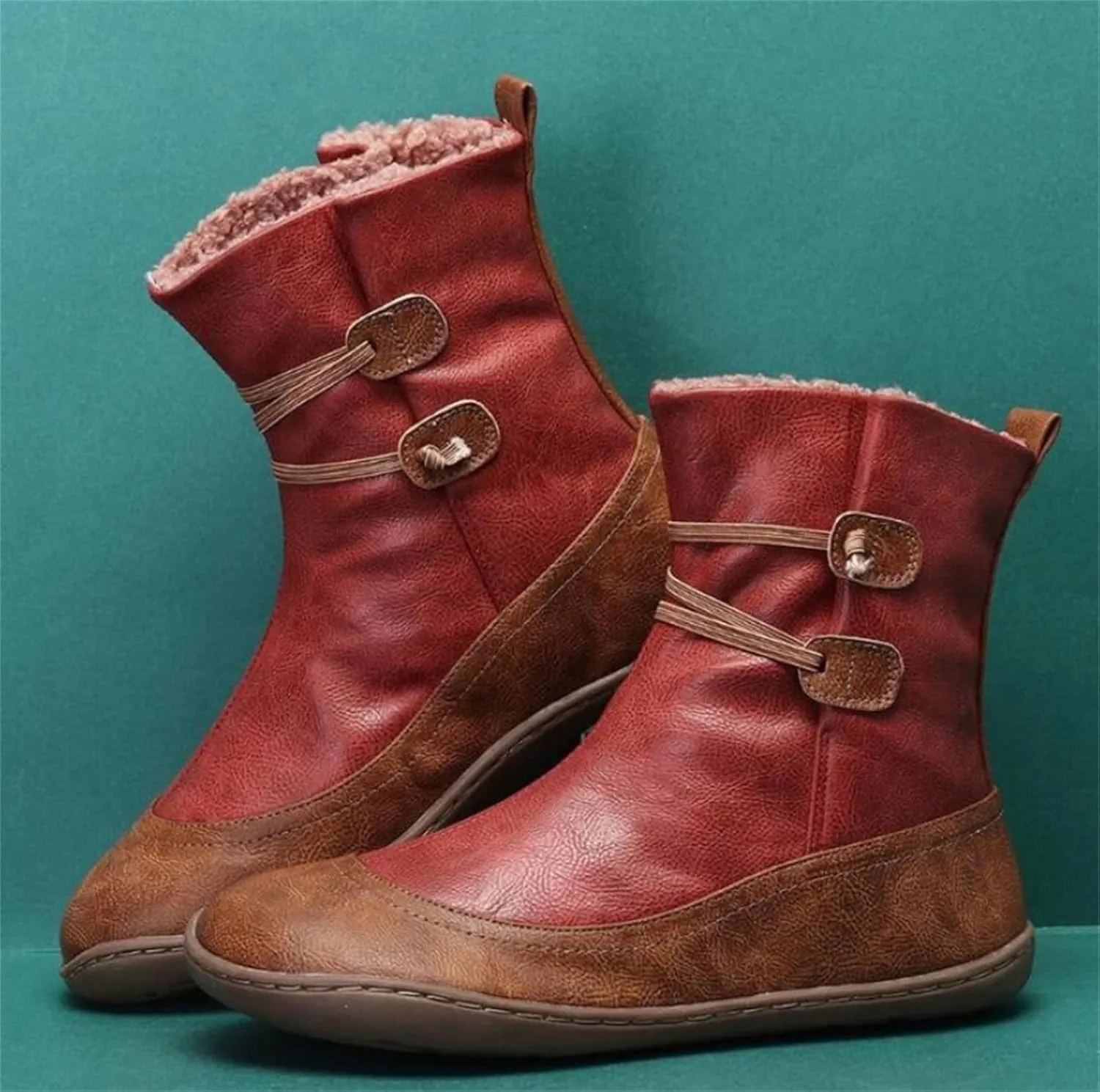Ladmiple Snow Boots For Women Cute Tall Mid Calf Boots Warm Ankle Booties Slip On Outdoor Fur Lined Walking Winter Shoes