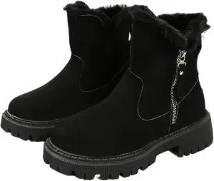 Ladmiple Snow Boots For Women Cute Tall Mid Calf Winter Warm Shoes Slip On Outdoor Fur Lined Fashion Casual Ankle Booties