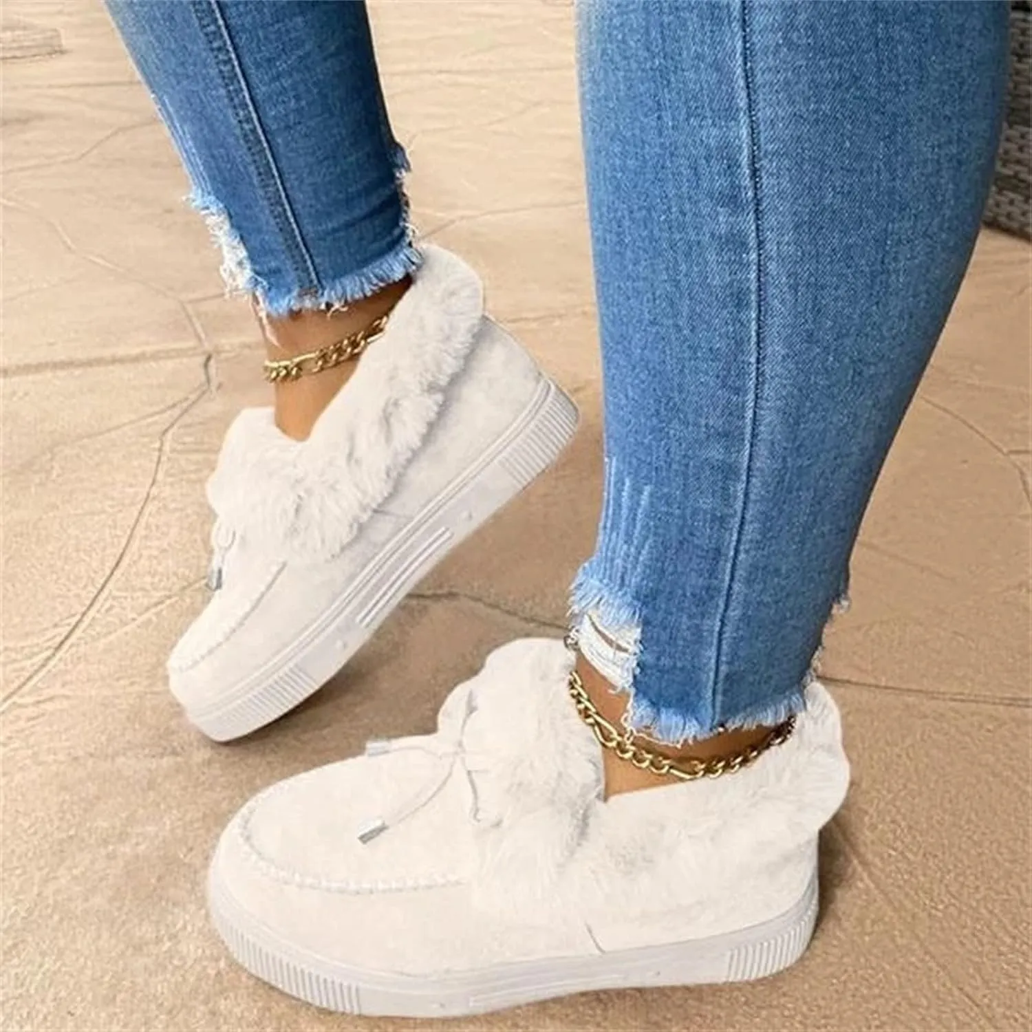 Ladmiple Winter Boots For Women Fashion Snow Boots Winter Shoes with Fur Lined Comfortable Warm Slip On Ankle Booties